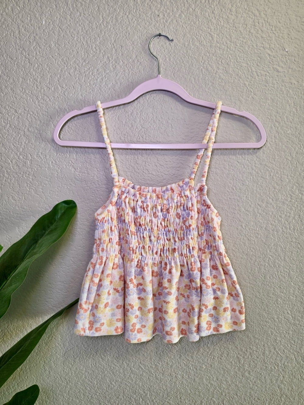 SHEIN Ivory Pink Floral Corset Crop Top Size S